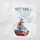 Waterverf Boat Invitation Kaart (Voorkant / Achterkant)