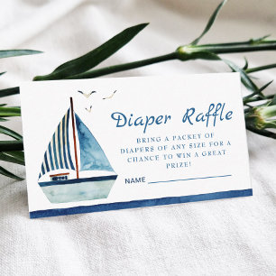 Waterverf Boat Nautical Baby shower Diaper Informatiekaartje