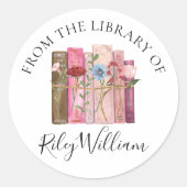 Waterverf Boek Bloem Boekplaat Sticker (Voorkant)