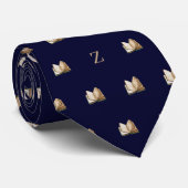 Waterverf boek monogram Initialen blauw Stropdas (Opgerold)