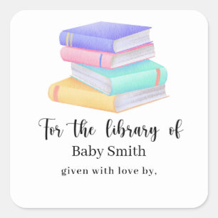 Waterverf boeken - Baby shower Library Vierkante Sticker