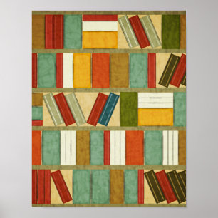 Waterverf boekenplank Poster