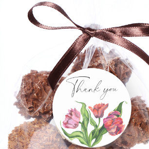 Waterverf boeket bloemen dank u kaart ronde sticker