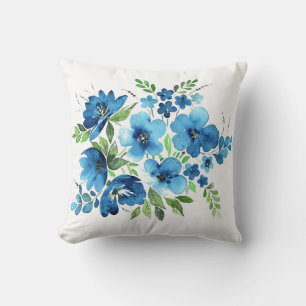 Waterverf boeket, lichtblauwe tedere bloemen. kussen