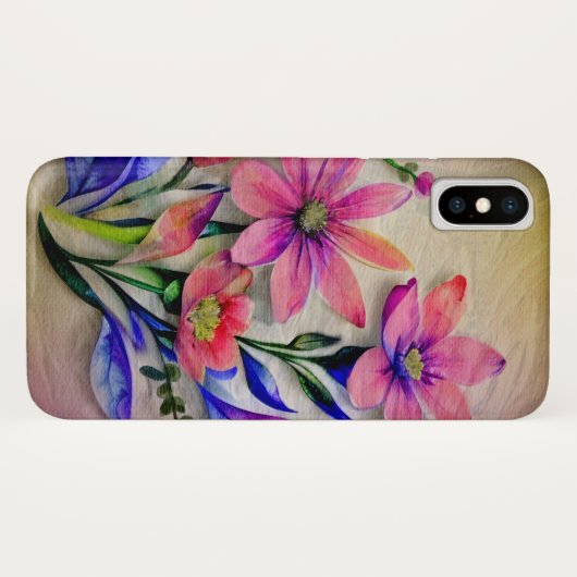 Waterverf boeketbloemen, kleurrijke achtergrond Case-Mate iPhone case (Achterkant (horizontaal))