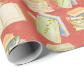 Waterverf boekpatroon cadeaupapier (Rol Hoek)