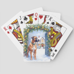 Waterverf Boerboel Boerderijhek Kerstmis Pokerkaarten