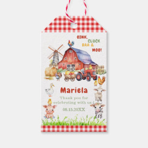 Waterverf Boerderij baby Verjaardag dank u Cadeaulabel