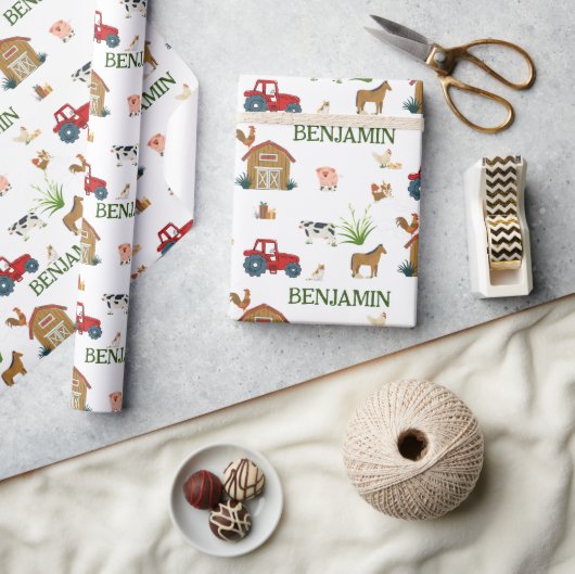 Waterverf Boerderij Birthday Animals Cadeaupapier (Crafts)