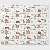 Waterverf Boerderij Birthday Animals Cadeaupapier (Vlak)