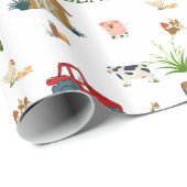 Waterverf Boerderij Birthday Animals Cadeaupapier (Rol Hoek)