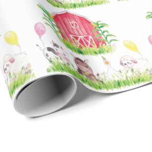 Waterverf Boerderij Cadeaupapier