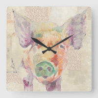 Waterverf Boerderij Collage Pig