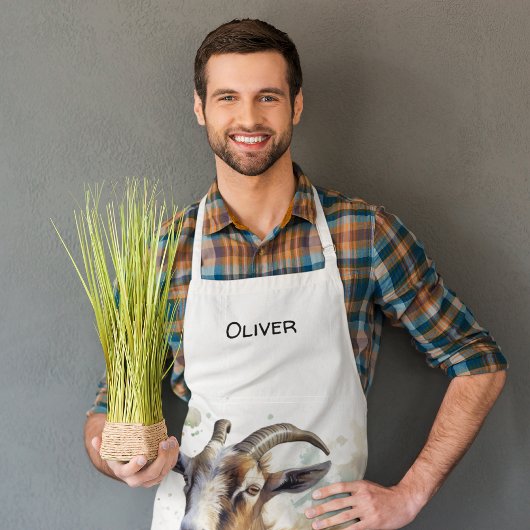 Waterverf Boerderij Geit, op maat Schort