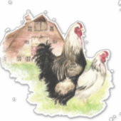Waterverf Boerderij Kip Haan Hen Barn Art Sticker (Voorkant)
