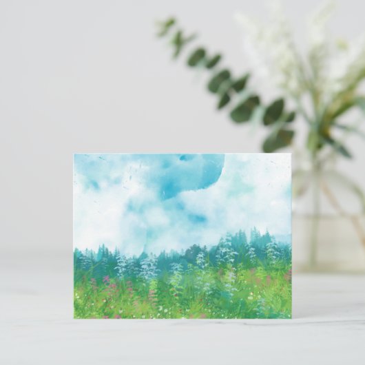 Waterverf Boerderij Landschap 4 Briefkaart (Staand voorkant)