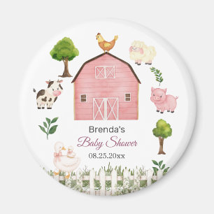 Waterverf boerderijdieren barnyard baby shower fav magneet