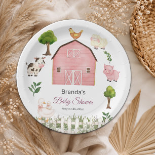 Waterverf Boerderijdieren Barnyard Baby Shower Papieren Bordje