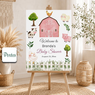 Waterverf Boerderijdieren Barnyard Baby Shower Poster