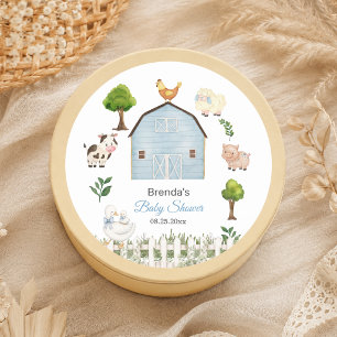 Waterverf Boerderijdieren Barnyard Baby Shower Ronde Sticker