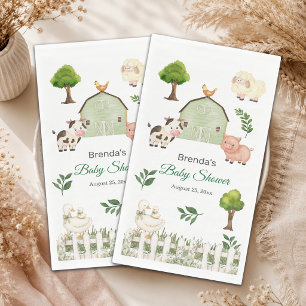 Waterverf Boerderijdieren Barnyard Baby Shower Servet