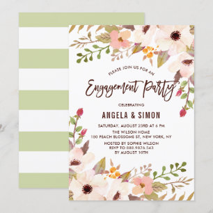 Waterverf Bohemian Flowers Engagement Party Kaart