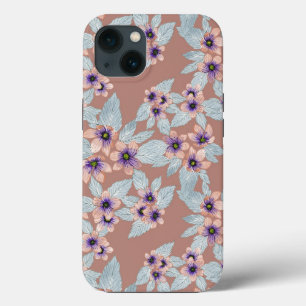 Waterverf Bohemian Terracotta Pink Flowers iPhone 13 Hoesje