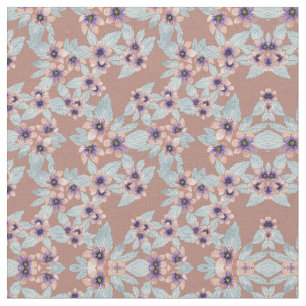 Waterverf Bohemian Terracotta Pink Flowers Stof