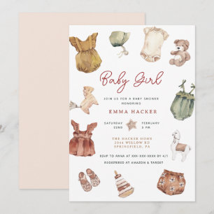 Waterverf Boho Baby Girl Shower Kaart