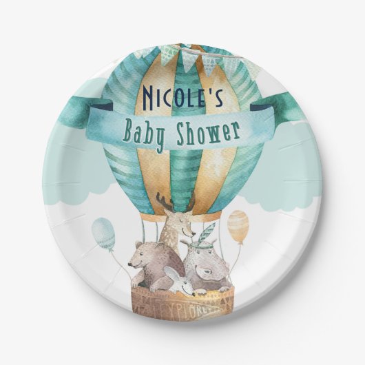 Waterverf Boho Baby shower Papieren Bordje (Voorkant)