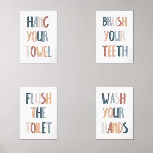 Waterverf Boho badkamer set van 4 poster (Voorkant)