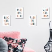Waterverf Boho badkamer set van 4 poster (Woonkamer)