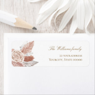 waterverf boho bloemen pampasgras etiket