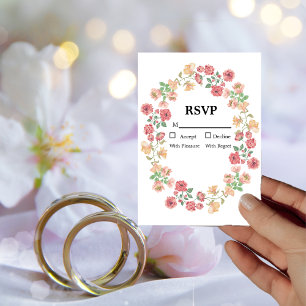 Waterverf Boho bloemenring wit RSVP-kaart Kaart