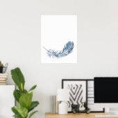 Waterverf Boho Blue Feather Print (Thuiskantoor)