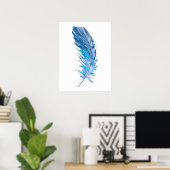 Waterverf Boho Blue Feather Print (Thuiskantoor)