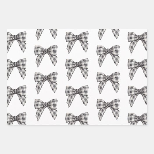 Waterverf Boho Buffalo Plaid & Burlap Bows Inpakpapier Vel (Voorkant 2)