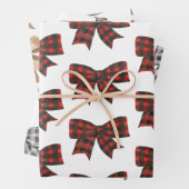 Waterverf Boho Buffalo Plaid & Burlap Bows Inpakpapier Vel (In situ)