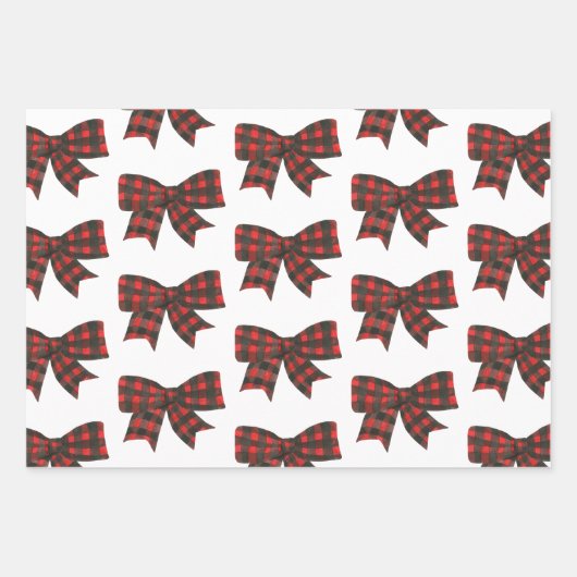 Waterverf Boho Buffalo Plaid & Burlap Bows Inpakpapier Vel (Voorkant)