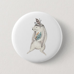 Waterverf Boho Bunny Ronde Button 5,7 Cm