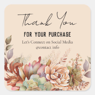 Waterverf Boho Cactus Business Hartelijk dank Vierkante Sticker