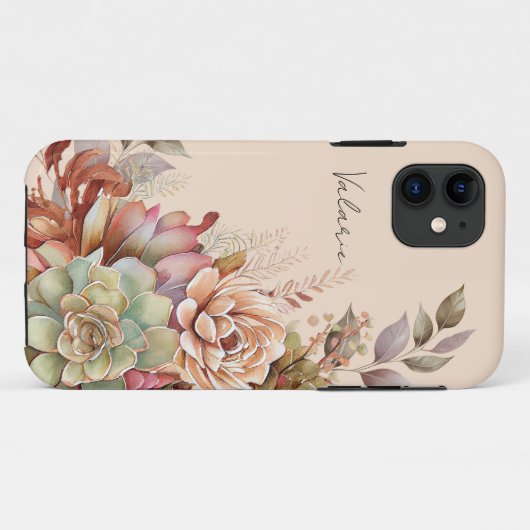 Waterverf Boho Cactus Monogram Case-Mate iPhone Case (Achterkant (horizontaal))