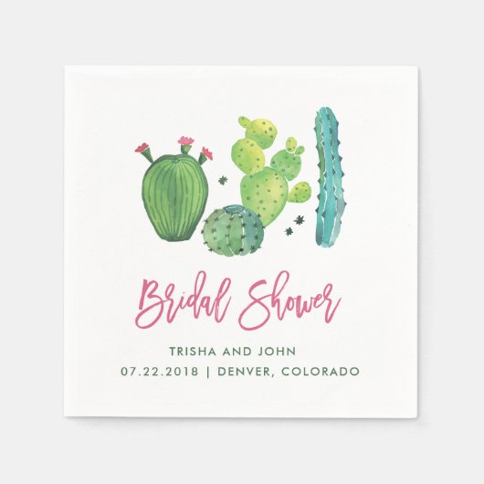 Waterverf Boho Cactus Vrijgezellenfeest Napkin Servet (Voorkant)