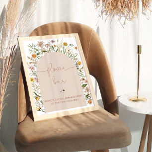 Waterverf Boho Chic Bloemen Bloemen Bar Poster