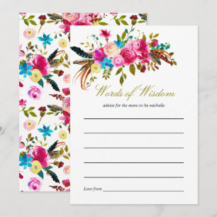 Waterverf Boho Chic Floral Baby shower Mam Advice Kaart