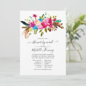 Waterverf Boho Chic Floral Baby shower per post Kaart (Staand voorkant)
