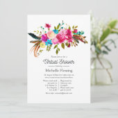 Waterverf Boho Chic Floral Virtual Baby shower Kaart (Staand voorkant)