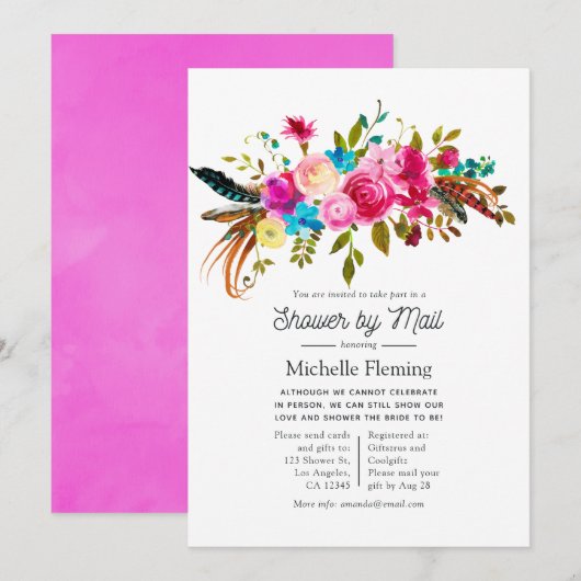 Waterverf Boho Chic Floral Vrijgezellenfeest per p Kaart (Voorkant / Achterkant)