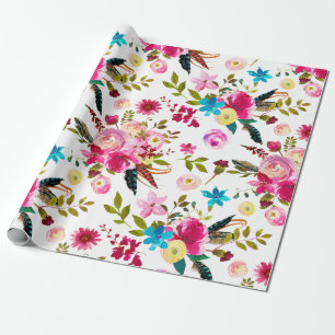 Waterverf Boho Chic Floral Wedding Cadeaupapier