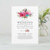 Waterverf Boho Chic Floral Wedding Programma (Staand voorkant)